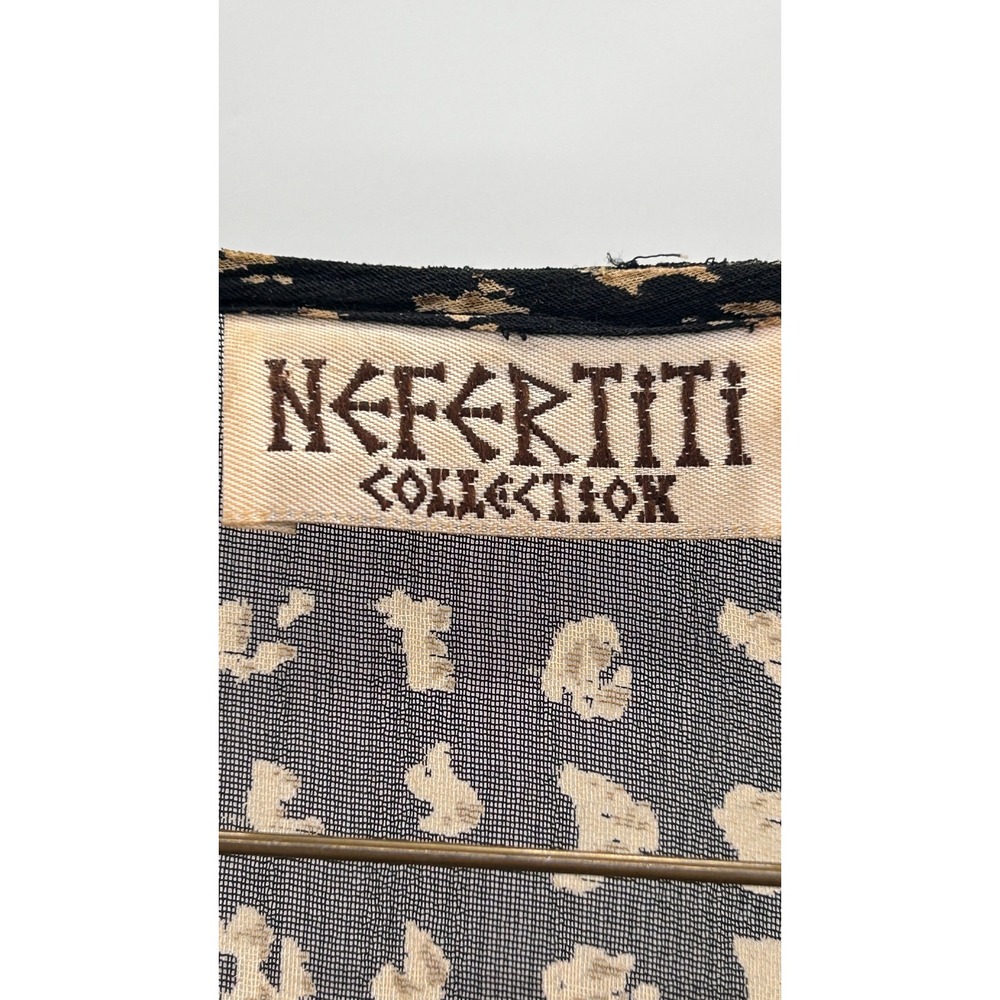 Nefertiti Collection Sheer Animal Print Blouse Small Oversized Boho Top Earthy - Picture 5 of 9